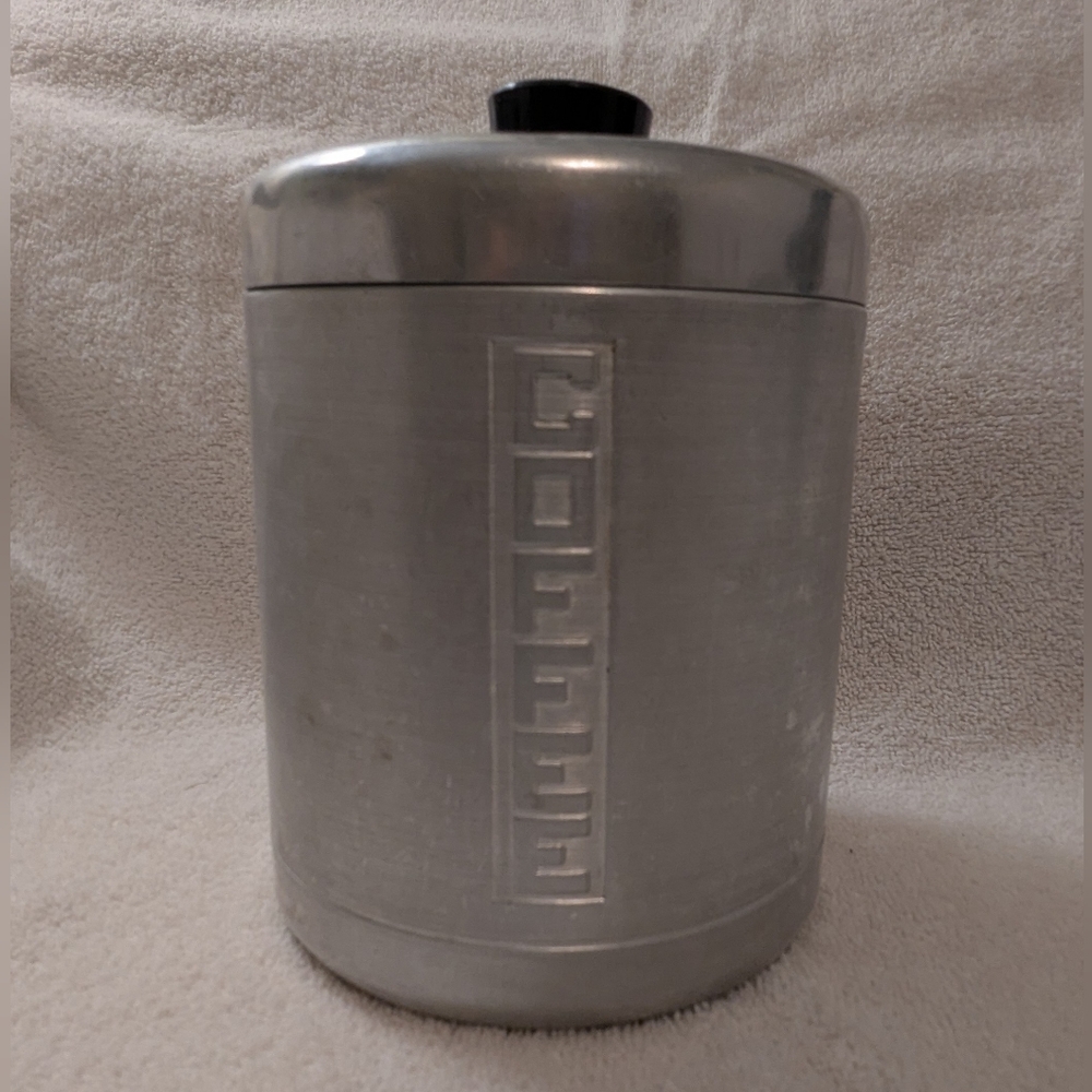 Aluminum Canisters 4 Pc MCM Vintage Embossed Nesting Sugar Coffee Tea Grease - Picture 9 of 16